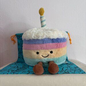 Jellycat Amuseables LARGE Rainbow Birthday Cake Gift BNWT Fast Shipping